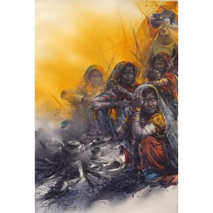 Ali Abbas, Jogi tribal  Woman, 15 x 22 Inch, Watercolor on Paper, Figurative Painting, AC-AAB-239